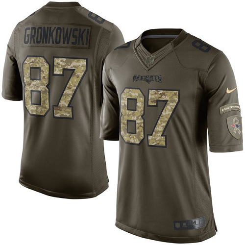 Nike Patriots #87 Rob Gronkowski Green Men's Stitched NFL Limited 2015 Salute To Service Jersey - Click Image to Close